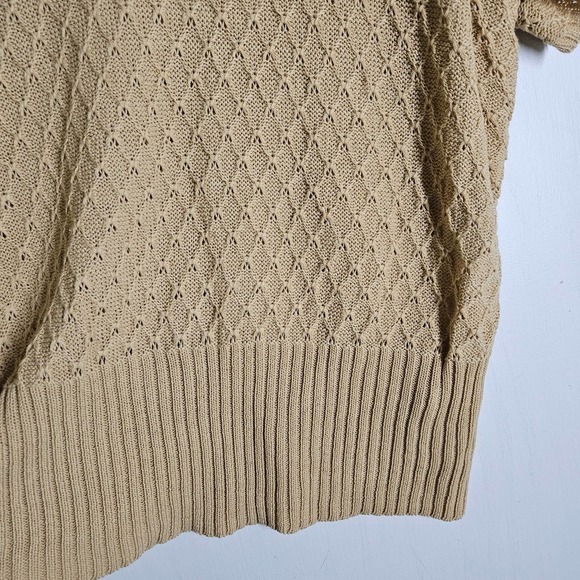 Boho Beaded Short Sleeve Sweater Top V-Neck Women's 2X Plus Tan Orange - Picture 7 of 8